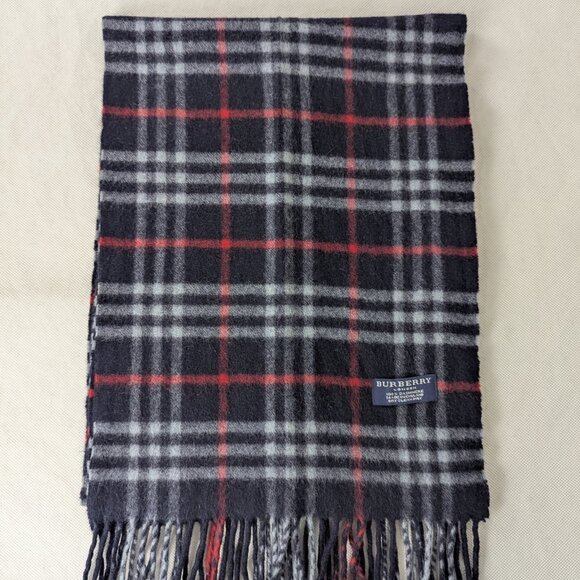 BurberryBlue Scarf  – Unisex Cashmere Check – Used – Soft Luxury Winter Wrap - Picture 5 of 7